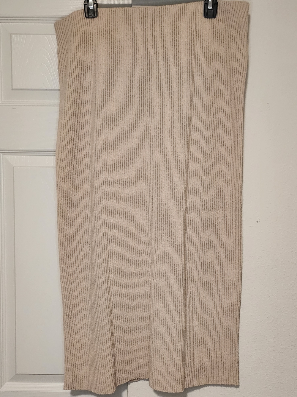 COS Beige Ribbed Knit Midi Skirt